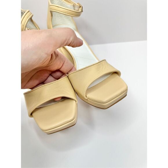 Franco Sarto Sandals Size 6.5 Leather Dima Ankle Strap Womens Square Block Heel - Picture 7 of 11